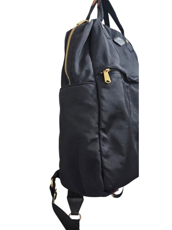 MZ Wallace Black Nylon Backpack Gold Hardware Leather Trim Red Lining main image 8